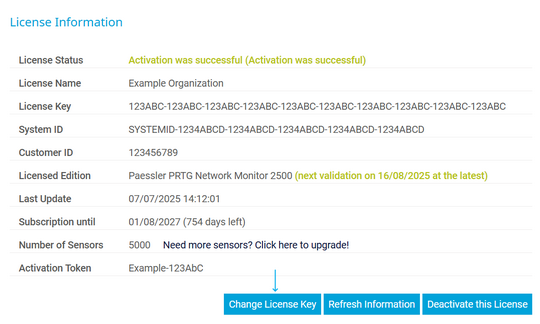 Update Your License: Click Change License Key