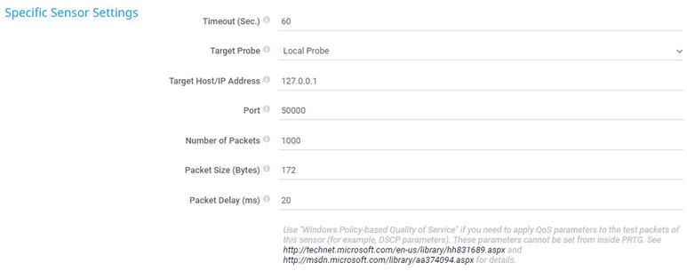 Specific Sensor Settings Specific Sensor Settings